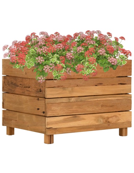 Повдигната леха 50x40x38 см рециклирано тиково дърво и стомана
