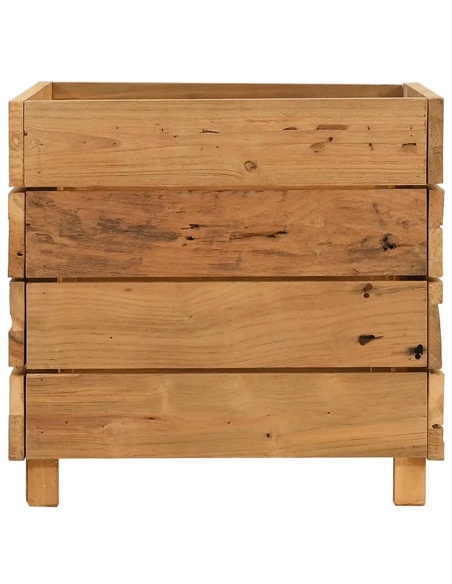 Повдигната леха 50x40x38 см рециклирано тиково дърво и стомана
