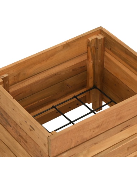 Повдигната леха 50x40x38 см рециклирано тиково дърво и стомана