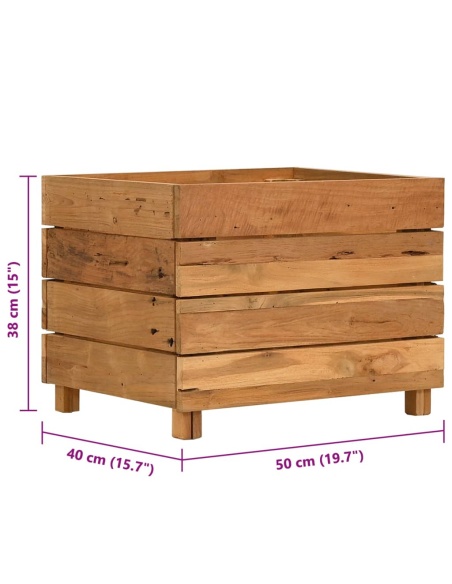 Повдигната леха 50x40x38 см рециклирано тиково дърво и стомана