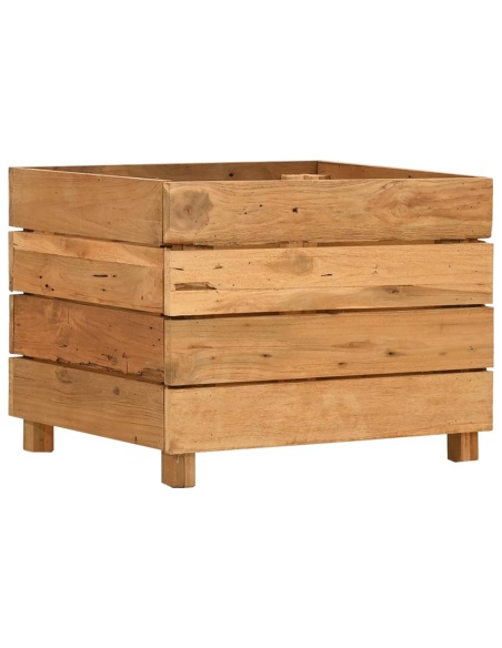 Повдигната леха 50x40x38 см рециклирано тиково дърво и стомана