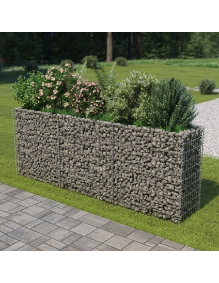 Габион повдигната леха, поцинкована стомана, 270x50x100 cм