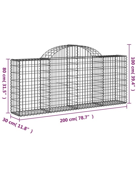 Дъговидна габионна кошница 200x30x80/100 см поцинковано желязо