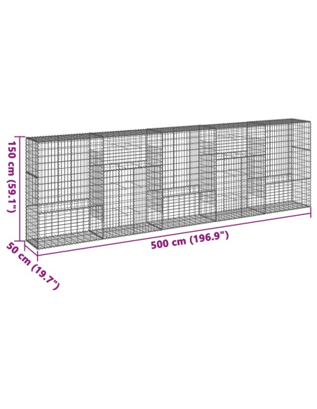 Габионна кошница с покритие, 500x50x150 см, поцинковано желязо