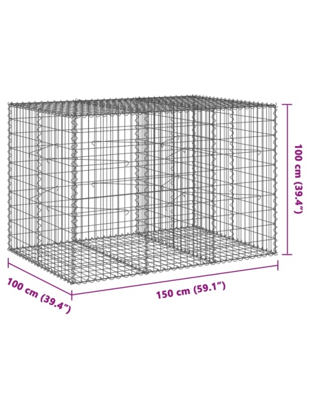 Габионна кошница с покритие, 150x100x100 см, поцинковано желязо