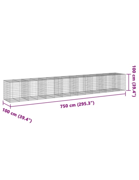 Габионна кошница с покритие, 750x100x100 см, поцинковано желязо