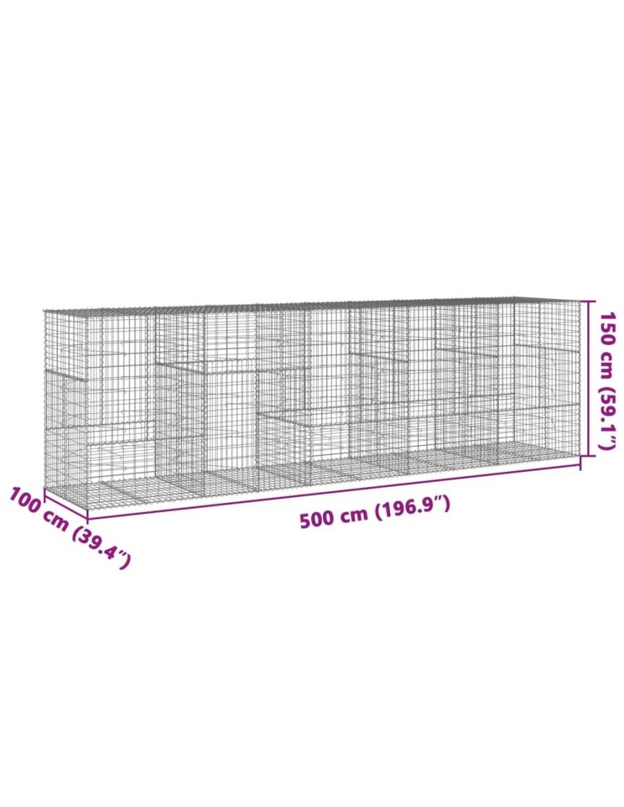 Габионна кошница с покритие, 500x100x150 см, поцинковано желязо