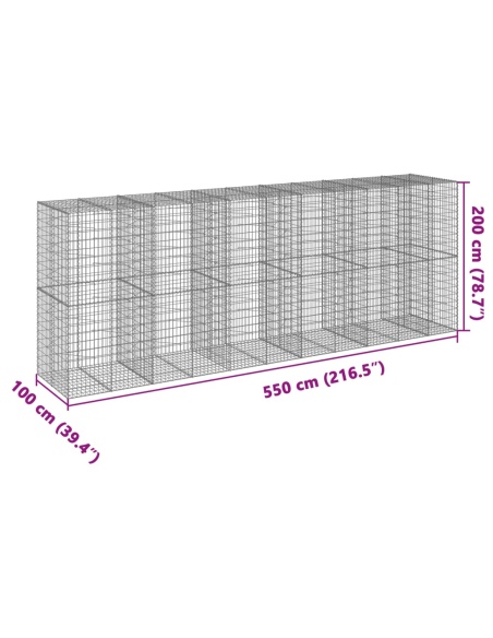 Габионна кошница с покритие, 550x100x200 см, поцинковано желязо