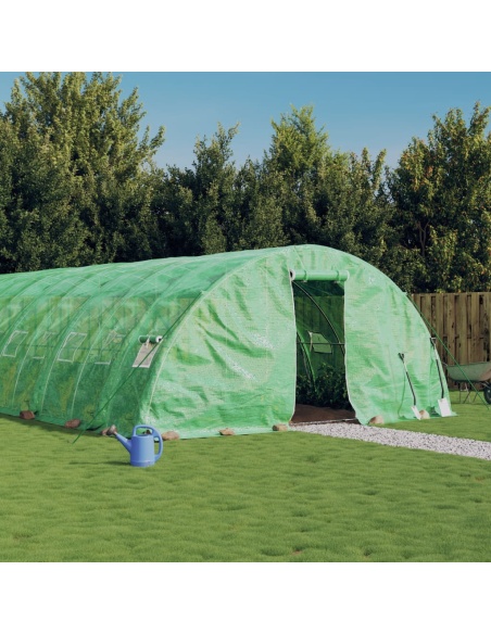 Оранжерия със стоманена рамка зелена 90 м² 18x5x2,3 м