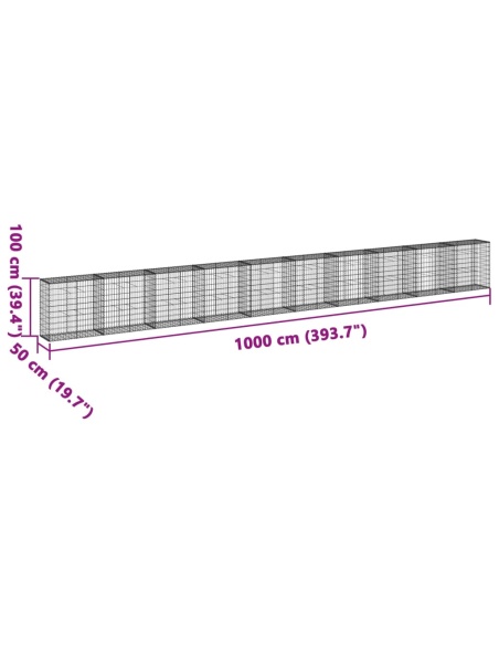 Габионна кошница с покритие, 1000x50x100 см, поцинковано желязо