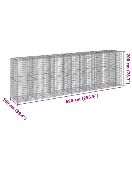 Габионна кошница с покритие, 650x100x200 см, поцинковано желязо