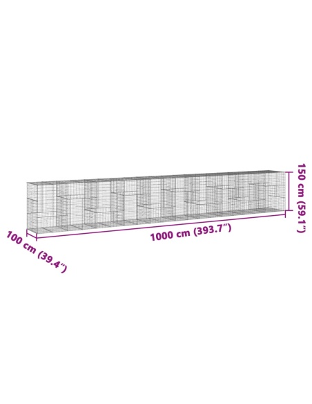 Габионна кошница с покритие, 1000x100x150см, поцинковано желязо