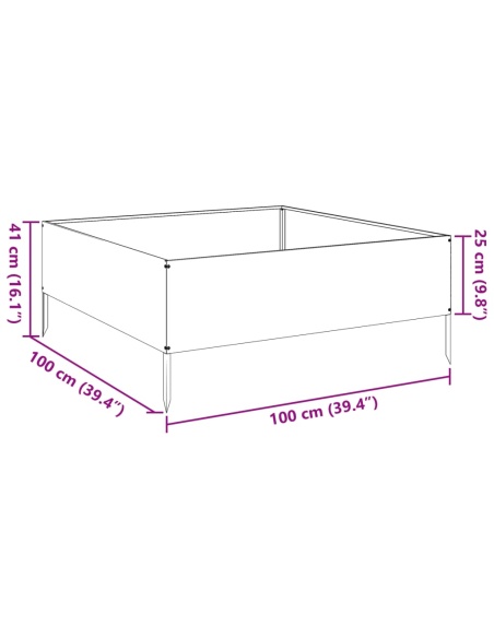 Градинска повдигната леха 100x100x25 см поцинкована стомана
