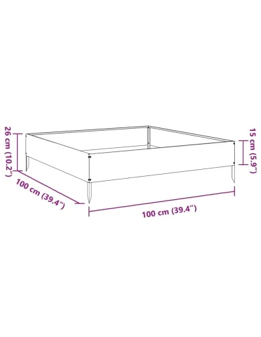 Градинска повдигната леха 100x100x26 см поцинкована стомана