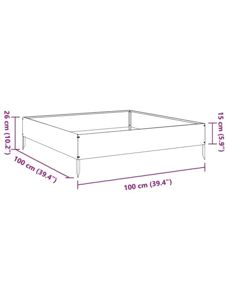 Градинска повдигната леха 100x100x26 см поцинкована стомана