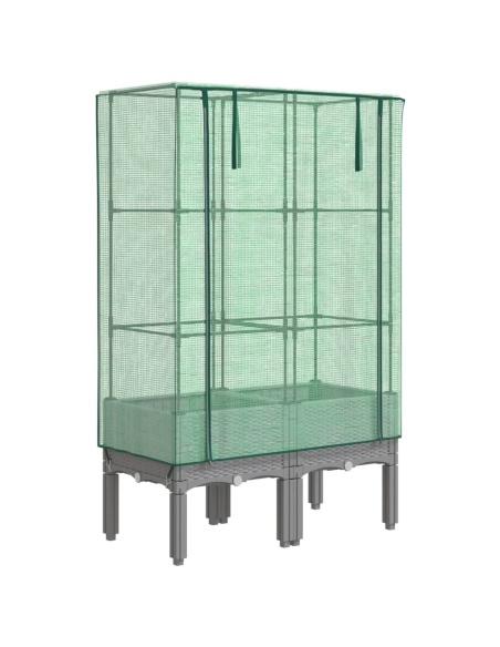 Повдигнато легло с оранжерия калъф, ратанов вид, 80x40x140 см