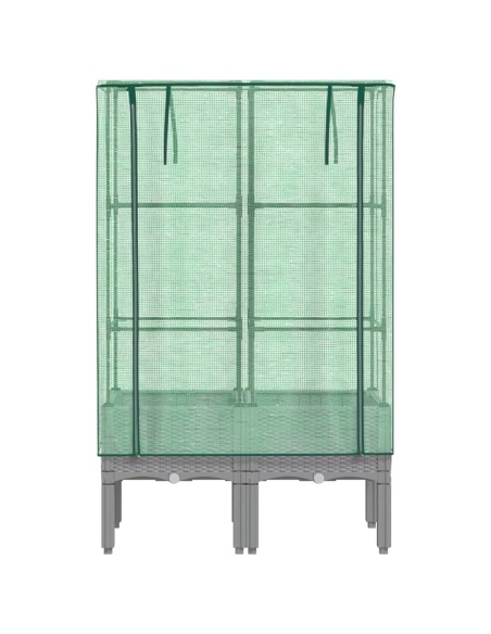 Повдигнато легло с оранжерия калъф, ратанов вид, 80x40x140 см