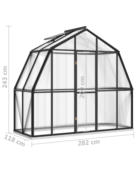 Оранжерия с опорна рамка, антрацит, 3,3 м², алуминий