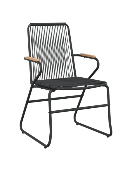Градински столове, 2 бр, черни, 58x59x85,5 см, PVC ратан