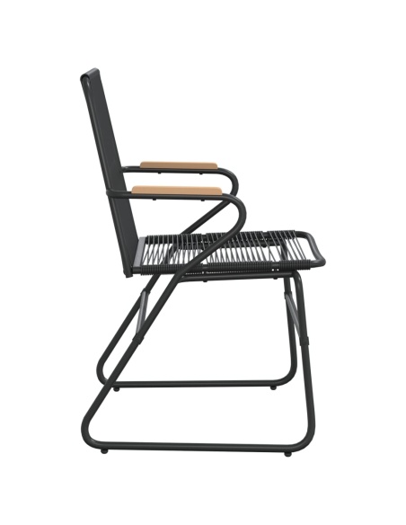 Градински столове, 2 бр, черни, 58x59x85,5 см, PVC ратан