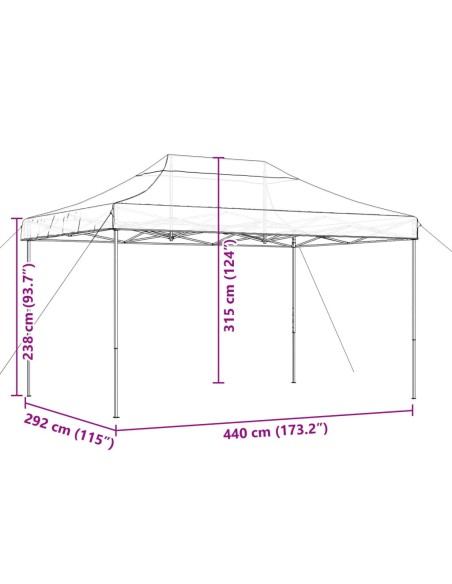 Сгъваема парти шатра, pop-up, бежова, 440x292x315 см