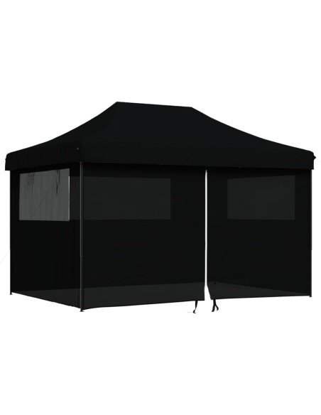 Сгъваема парти шатра pop-up с 4 странични стени черна