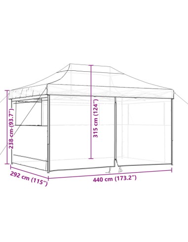Сгъваема парти шатра pop-up с 4 странични стени таупе