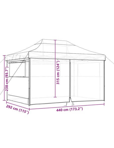 Сгъваема парти шатра pop-up с 4 странични стени таупе