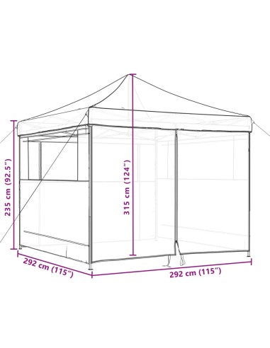 Сгъваема парти шатра pop-up с 4 странични стени бордо