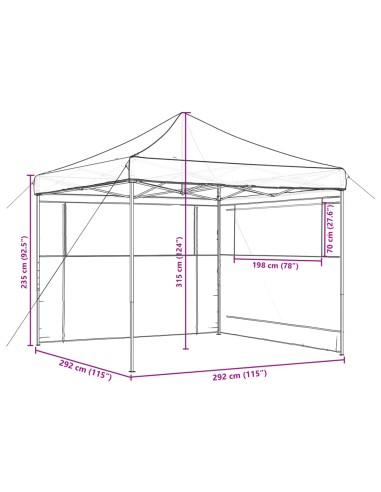 Сгъваема парти шатра pop-up с 2 странични стени кафява