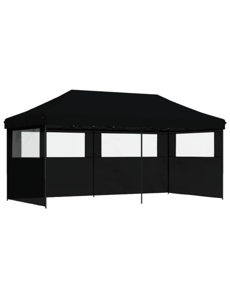 Сгъваема парти шатра pop-up с 3 странични стени черна