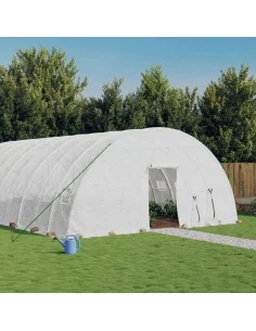 Оранжерия със стоманена рамка бяла 108 м² 18x6x2,85 м