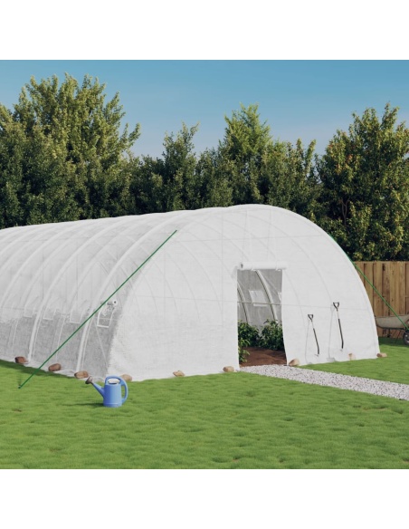 Оранжерия със стоманена рамка бяла 108 м² 18x6x2,85 м