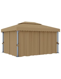 Шатра със завеси, 4x3 м, таупе, алуминий