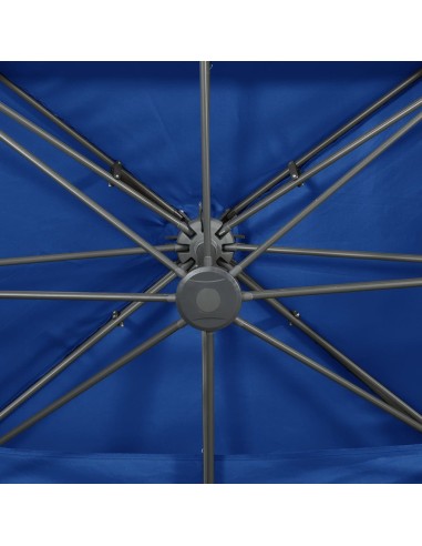 Конзолен градински чадър с двоен покрив, лазурносин, 400x300 см