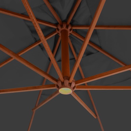 Конзолен градински чадър с дървен прът, 400x300 см, антрацит