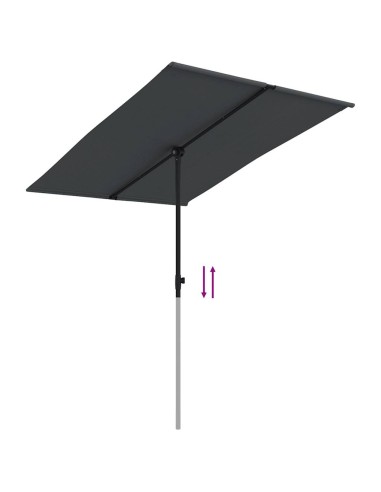 Градински чадър с алуминиев прът, 2x1,5 м, черен