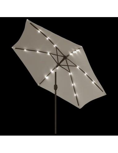 LED конзолен градински чадър 3 м пясъчнобял