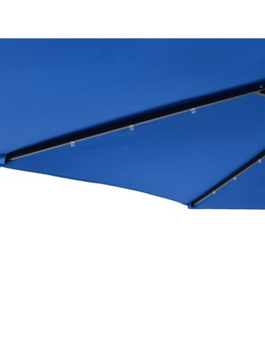 Градински чадър с LED и стоманен прът лазурносин 225x225x212 см