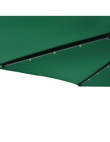 Градински чадър с LED и стоманен прът, зелена, 225x225x212 см