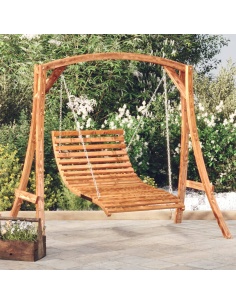 Люлка легло, извито дърво масив с тиков финиш, 115x147x46 см
