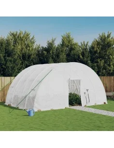 Оранжерия със стоманена рамка бяла 24 м² 6x4x2,85 м