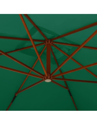 Конзолен градински чадър с дървен прът, 400x300 см, зелен