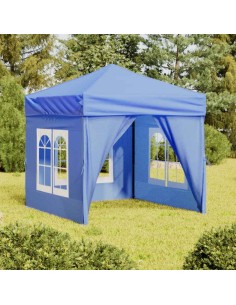 Сгъваема парти палатка със странични стени, синя, 2x2 м