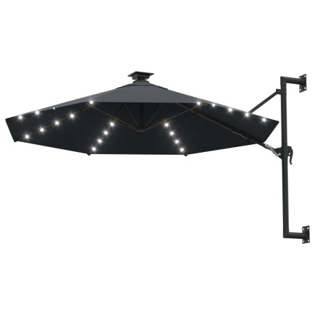 Градински чадър за монтаж на стена, с LED, 300 см, антрацит
