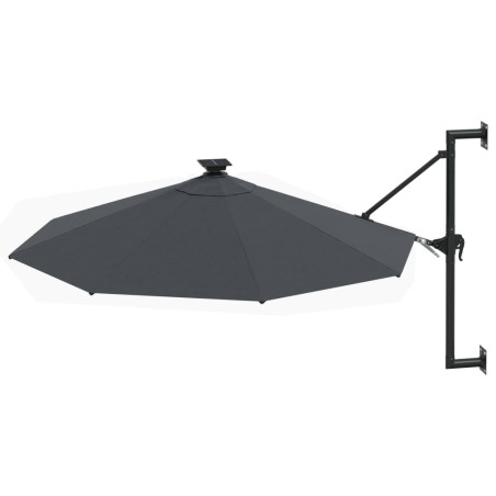 Градински чадър за монтаж на стена, с LED, 300 см, антрацит