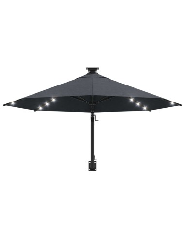 Градински чадър за монтаж на стена, с LED, 300 см, антрацит