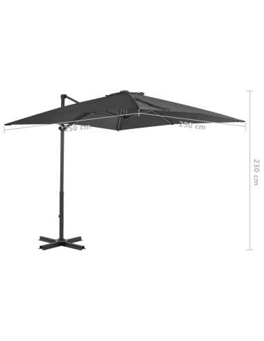 Конзолен градински чадър с алуминиев прът, антрацит, 250x250 см