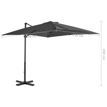 Конзолен градински чадър с алуминиев прът, антрацит, 250x250 см