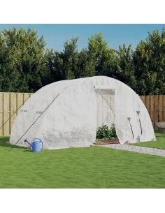 Оранжерия със стоманена рамка бяла 10 м² 5x2x2,3 м